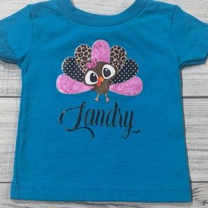 Clementine Baby Girls Personalized “LANDRY” Cute Turkey Tee